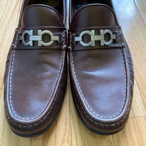 Signature Salvatore Ferragamo brown loafers.